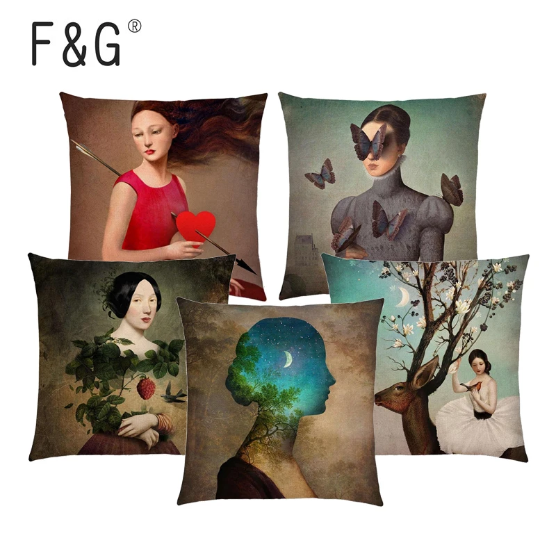 New Elegant Lady Cute Girl Cushion Cover Shakespeare Imagine Fantasy Oil Painting Dreamy Feeling Fable Fate Thorw Pillow Case | Дом и сад