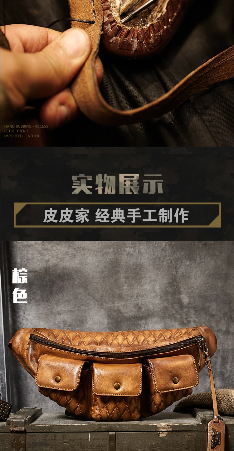 Genuine Leather Waist Packs Fanny Pack Belt Bag Phone Pouch Bags Travel Waist Pack Male heuptas Waist Bag Leather Pouch