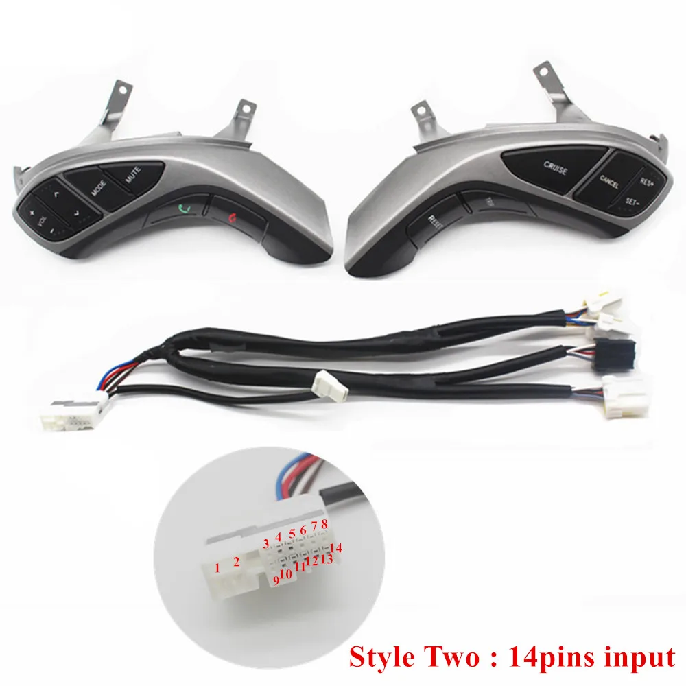 button-14pins Cable Многофункциональная кнопка рулевого колеса для hyundai Elantra 2012/2013/ громкость аудио круиз функция переключатель аксессуары - Цвет: button-14pins Cable