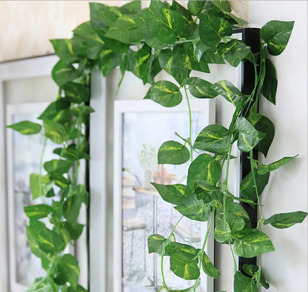 Green 2,3 м длинная искусственная лоза ротанга зеленый шелк искусственный Плющ поддельные завод для украшения дома Вечерние - Цвет: Green