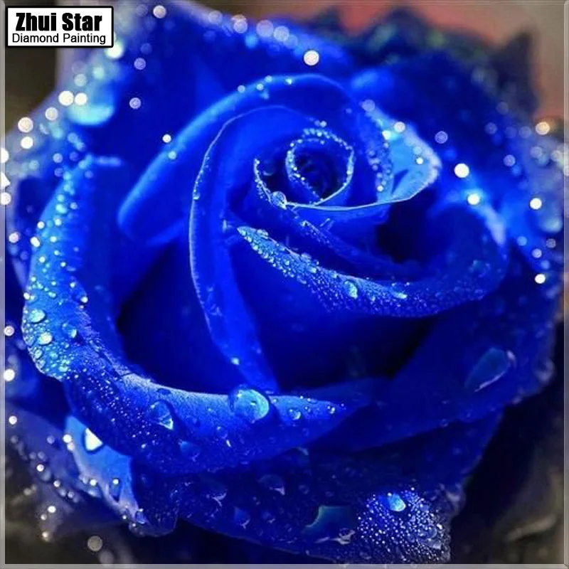 

5D diamond embroidery"Blue roses"icons living room decoration diy diamond painting plant 3D diamond mosaic christmas gift