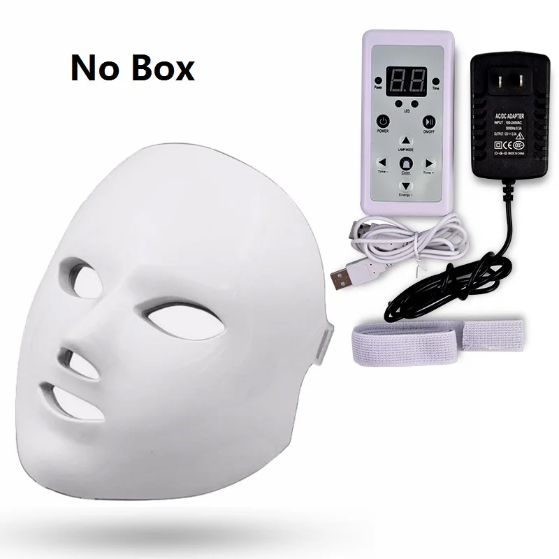 White No Box Горячий светодиодный аппарат для маски для лица, 7 цветов, фотонный светильник, лечение акне, Отбеливание лица, омоложение кожи, красота, спа-инструмент - Цвет: White No Box