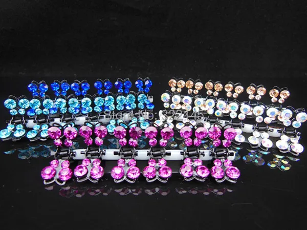 60 шт 10 цветов Мини Бабочка Хрустальный цветок заколка для волос Зажим Заколки