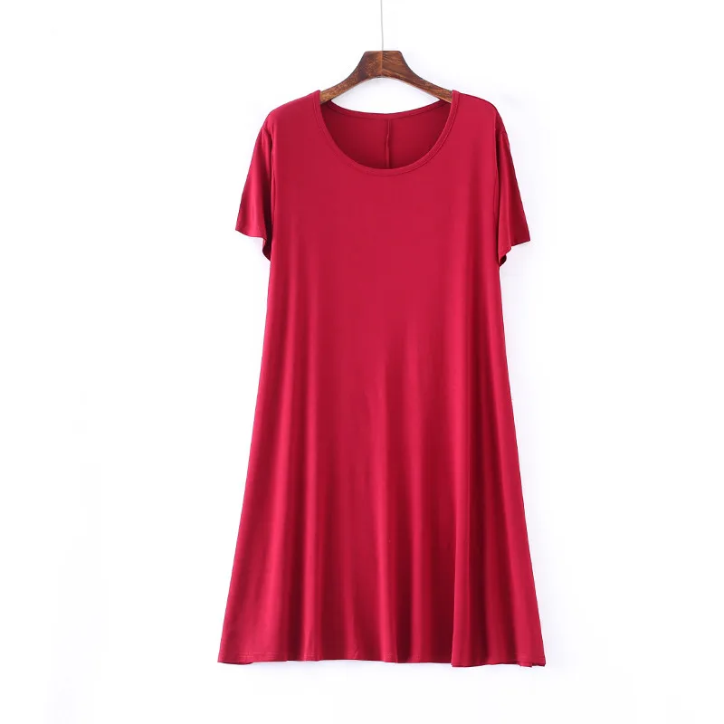 Летнее платье из модала 2019 свободное черное большого размера с широкой юбкой