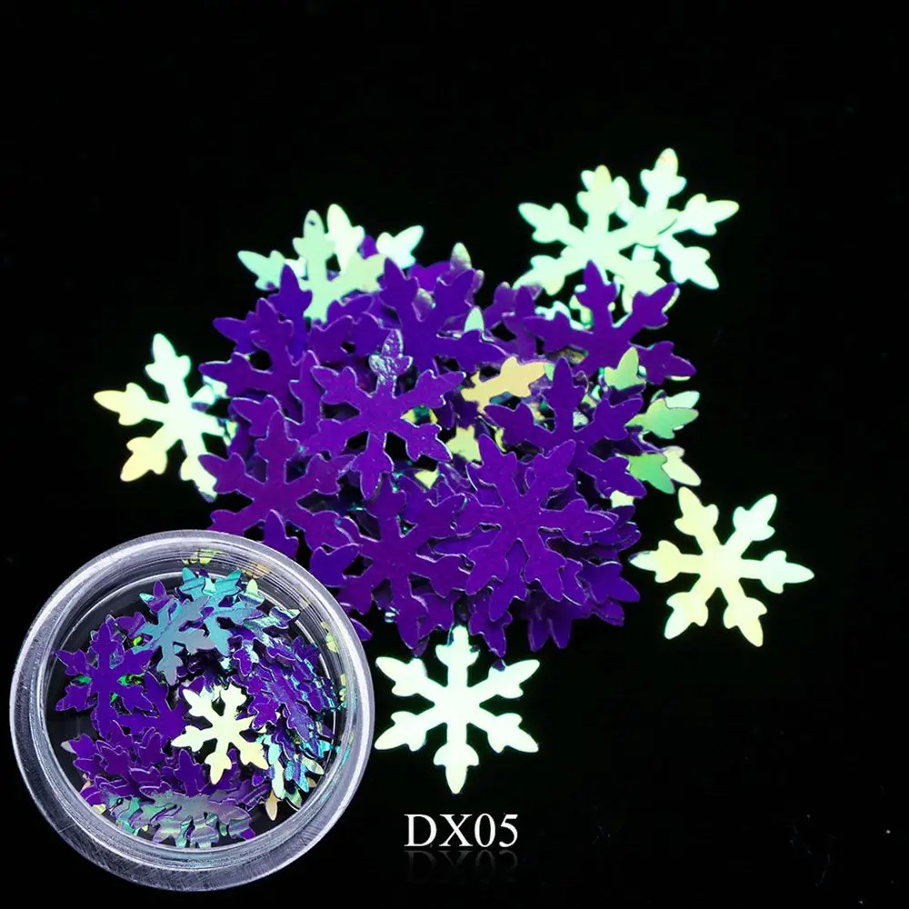 Рождественские украшения для ногтей 1 флакон снежные снежинки декор с блестками