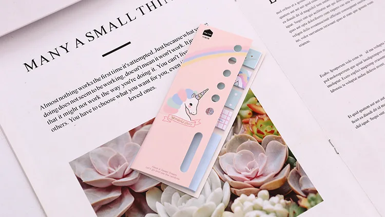 Pink Многофункциональный Kawaii Мультфильм Единорог N Times Стикеры для заметок колодки молочные вкладка для планировщика блокнот животное Закладка канцелярские принадлежности - Цвет: Pink