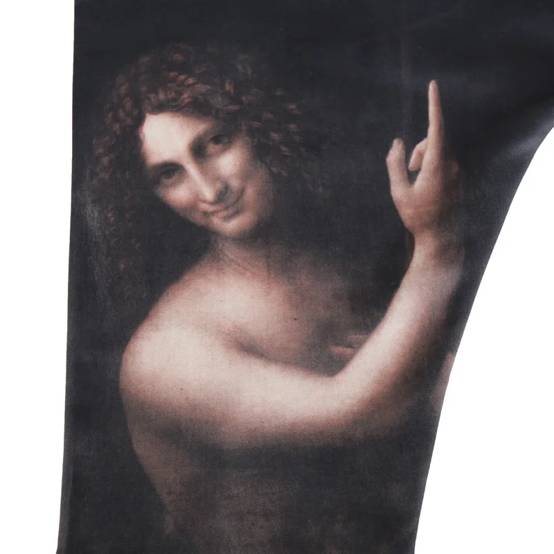 Женские леггинсы в стиле ретро масло для поддержания упругости с рисунком