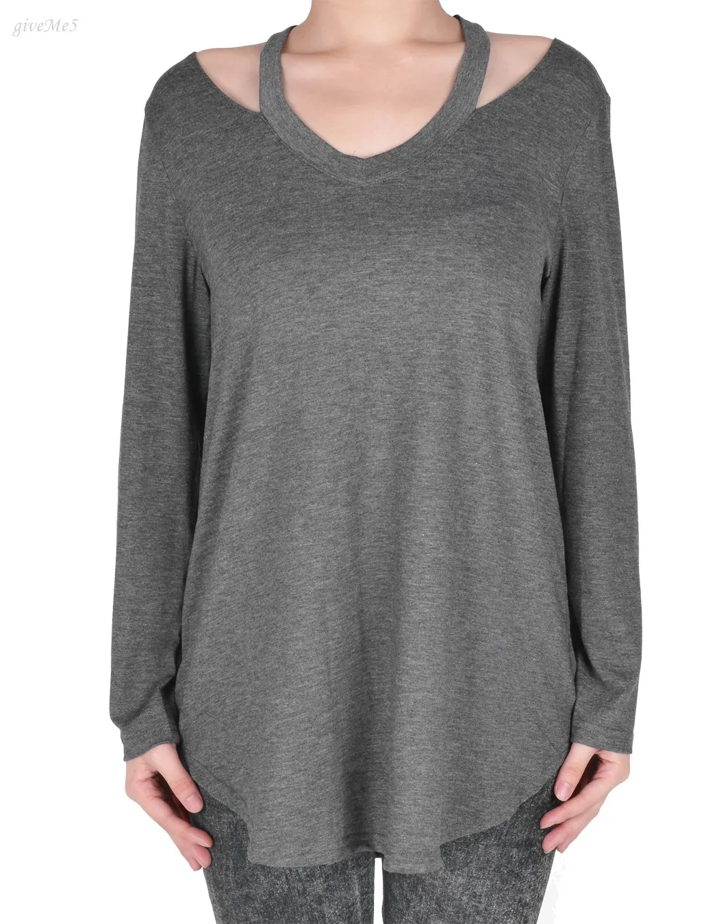 Скидка Новинка 2017 года Для женщин Футболки с открытыми плечами Повседневное