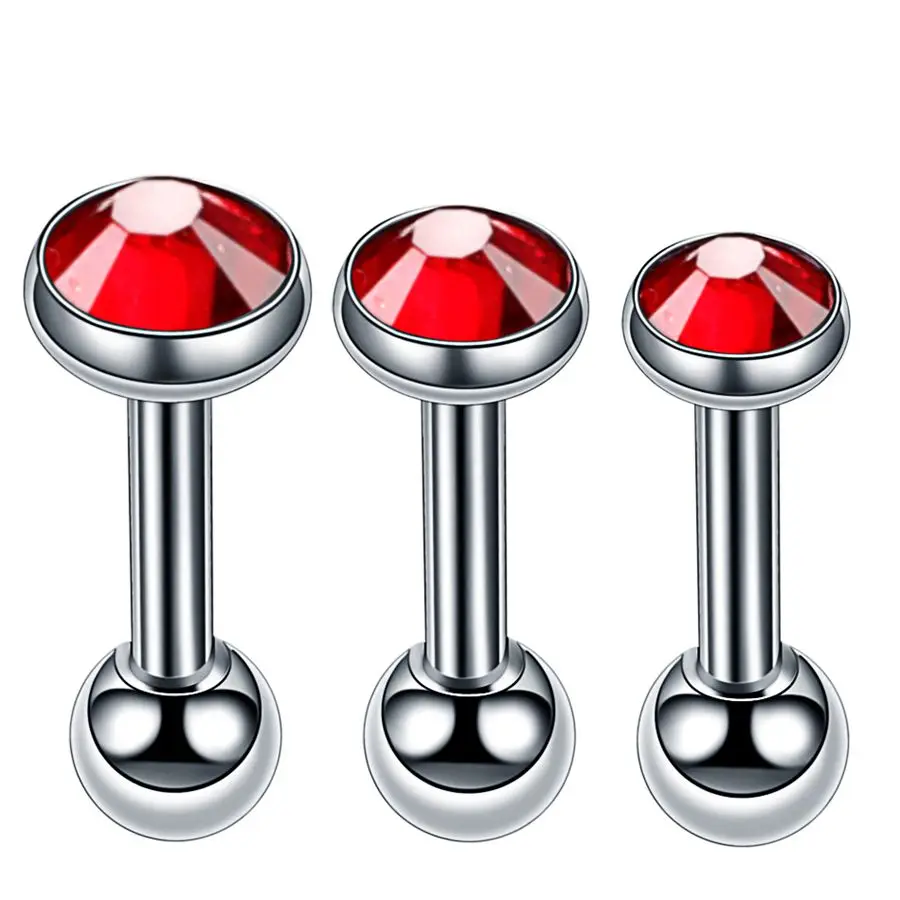 3pcs/lot Steel Crystal Ear Cartilage Helix Bar Ear Stud Piercing 16G Earring Piercings Lobe Cartilage Barbell Sexy Girls Jewelry