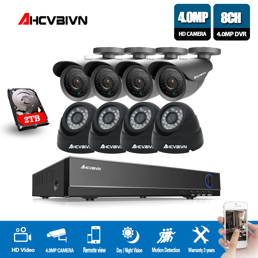 Система видеонаблюдения H.264 CCTV DVR 8 каналов 4 МП шт. AHD камера безопасности объектив