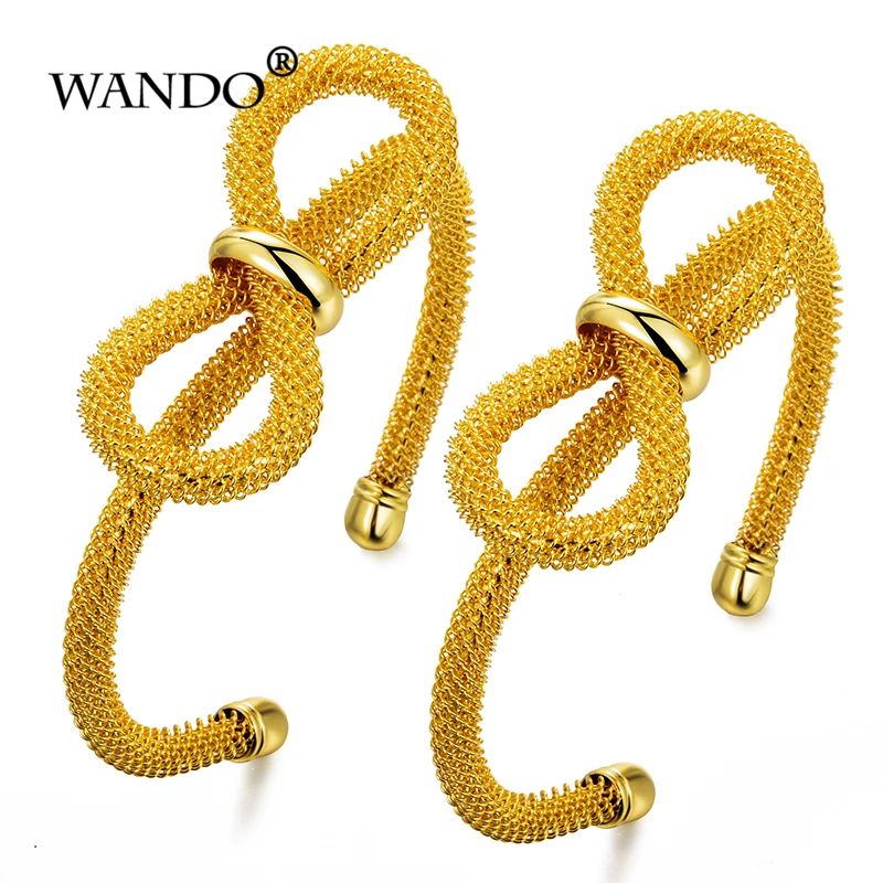 WANDO 2 шт. Дубай Африка эфиопские ювелирные изделия Золотой Цвет бант браслет