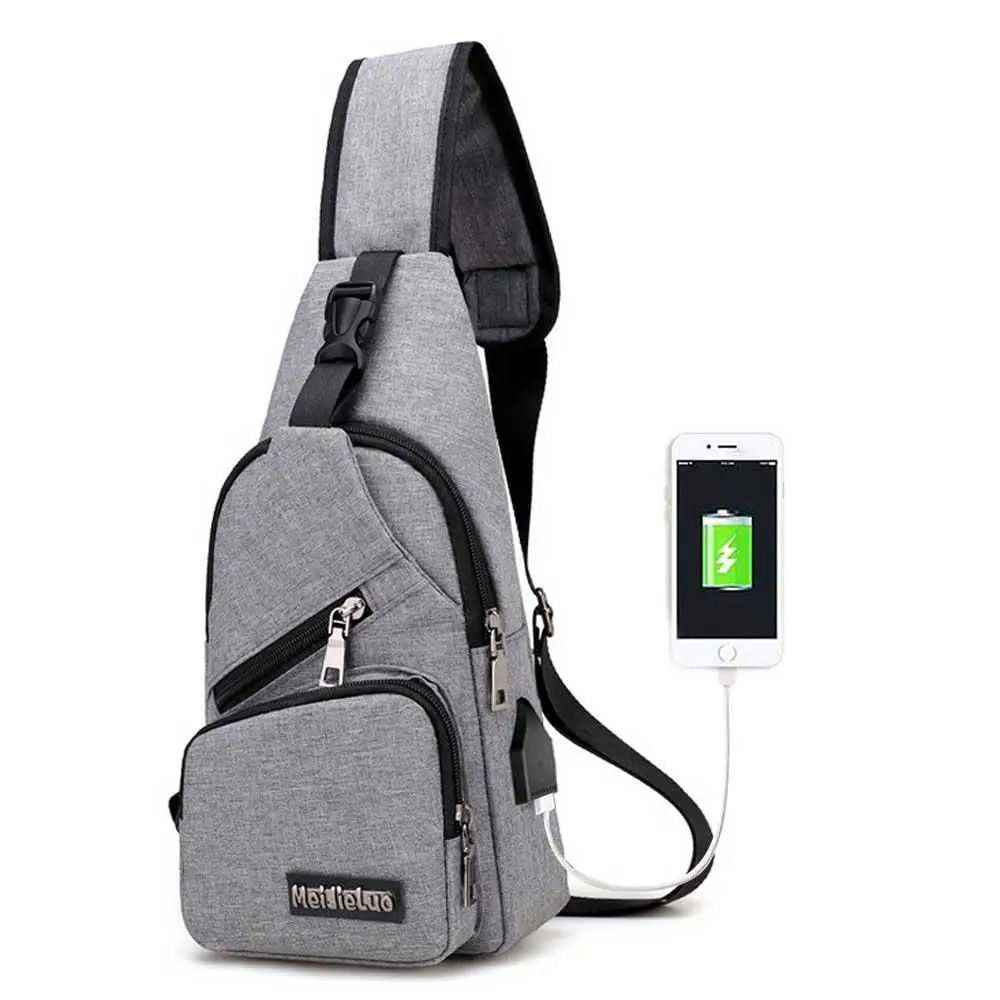 Для мужчин груди мешок мода унисекс Оксфорд один плечо назад USB Crossbody сумки