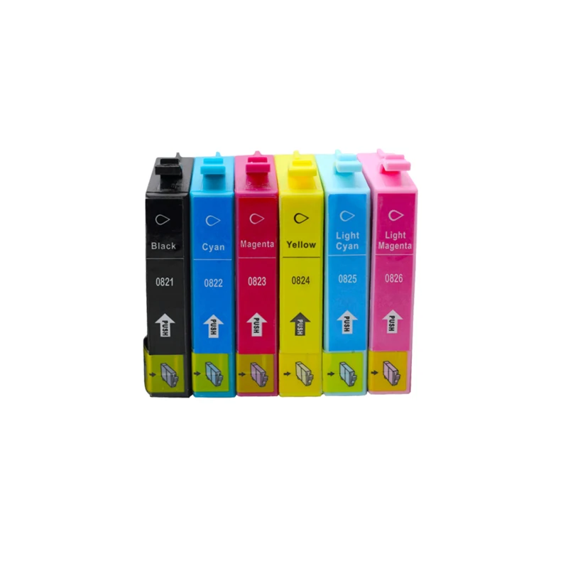 6 шт. чернильный картридж Luocai для epson T0821-T0826 Stylus R390/R270/R290/R295/RX590/RX615/RX610/RX690 принтер 0821