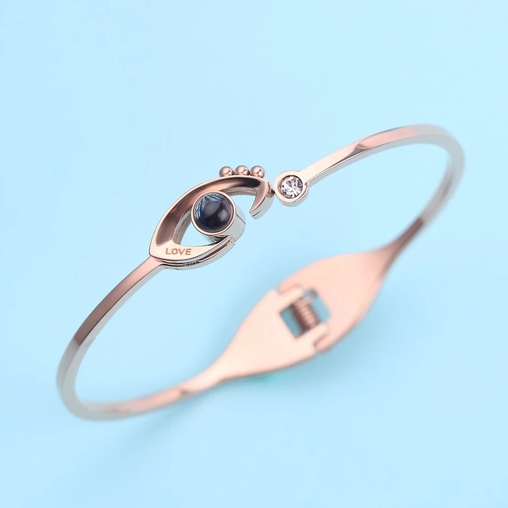 Fashion Rhinestone Titanium Steel Love Letter Thin Open Bracelet Bangle Jewelry | Украшения и аксессуары