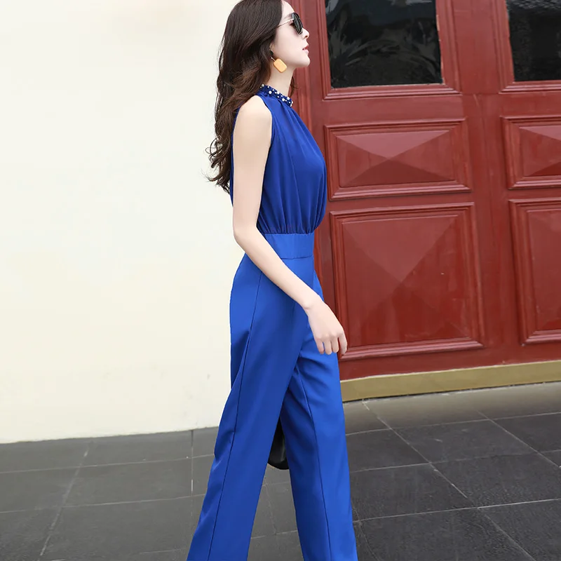 Высококачественный Летний Новый Модный комбинезон без рукавов в офисном стиле