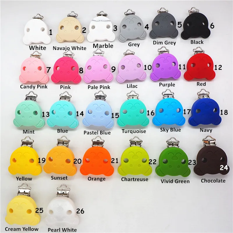 

Chenkai 50PCS Silicone Bear Teether Clips DIY Baby Pacifier Dummy Teething Soother Nursing Grasp Jewelry Toy Chain Holder Clips
