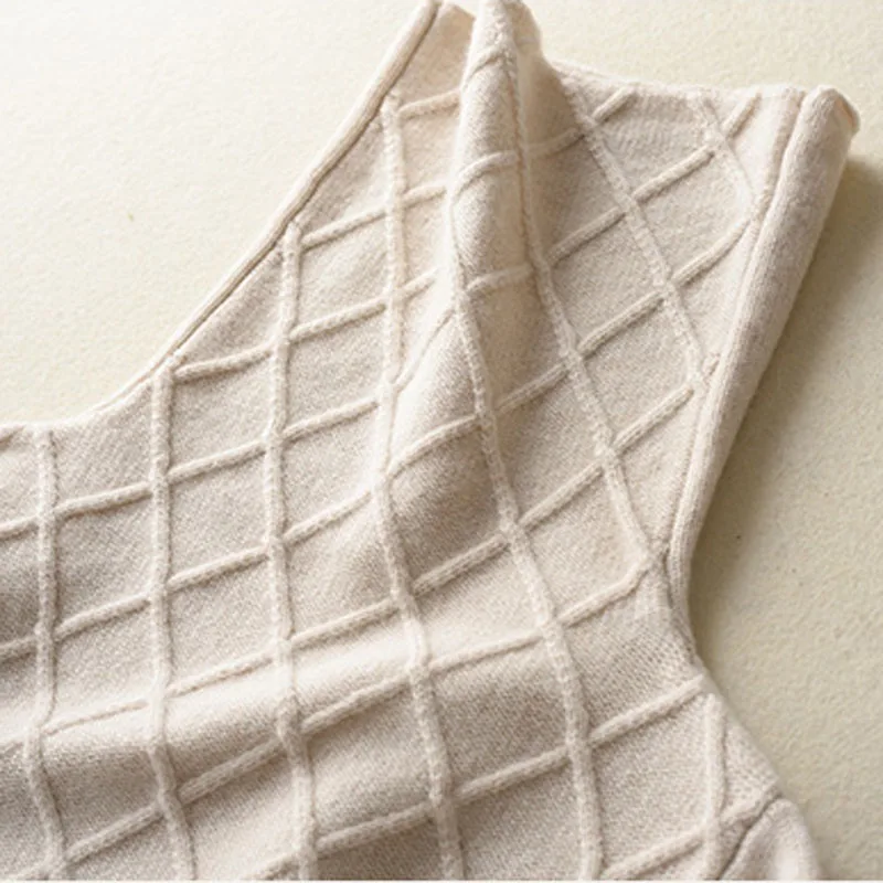 Sweater Women Autumn Winter High-End 100% Goat Cashmere Turtleneck Argyle Knitted Soft Cozy Sweaters Bottom Shirts Pulls | Женская