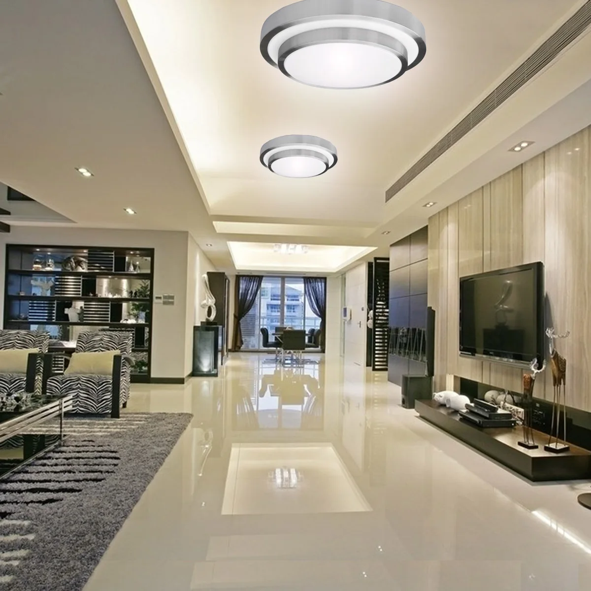 

15w LED ceiling light, Surface mounted Silver borders + white lampshade,bedroom lamp, cool white 90-240V