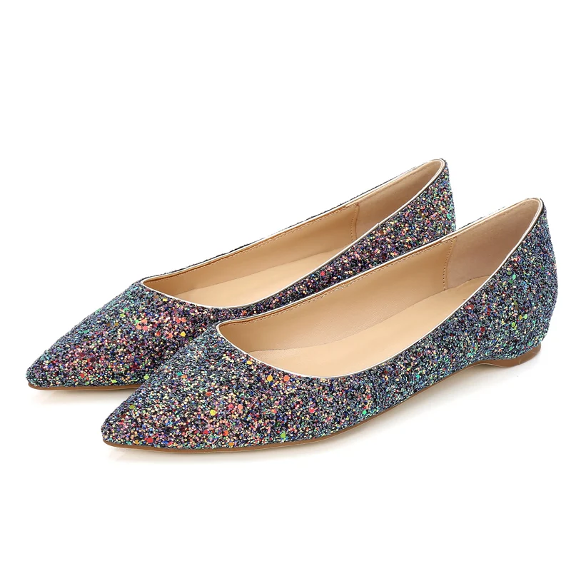 

New Fashion women flats shoes Sexy Pointed toe Lady low heels shoes woman flats spring party wedding lady flats shining
