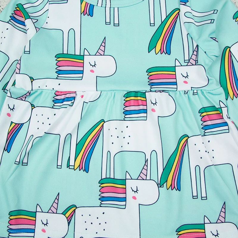 Fashion Spring Kids Dress For Girls Cotton Cartoon Unicorn Long Sleeve Baby Dresses Children's Clothing 0-3 Year | Детская одежда и