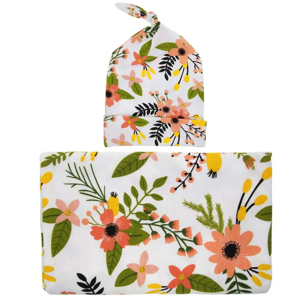 Хлопковые пеленки для младенцев + шапка в комплекте постельное белье