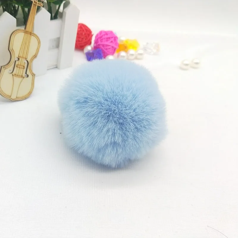 Sky blue 8 см шарик из искусственного кроличьего меха брелок помпон пушистая прекрасная цепочка для ключа брелок симпатичный помпон Pom Porte Clef для женщин Сумка Подвески Игрушки - Цвет: Sky blue