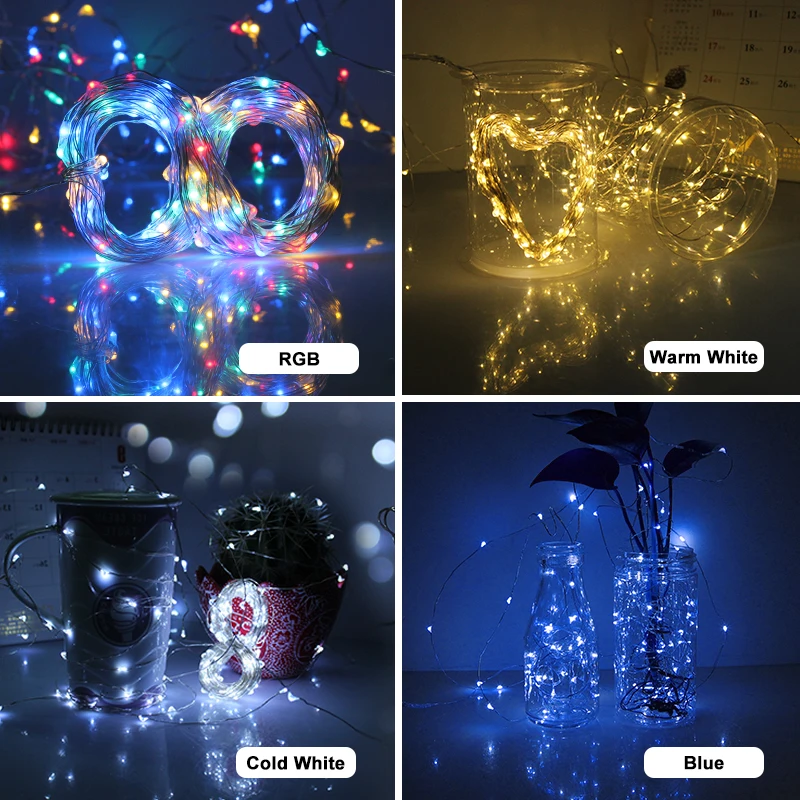 10 м Солнечный свет строка rgb светодиодные строки медной проволоки