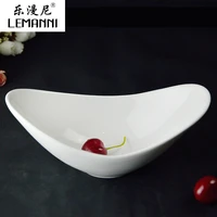 household ceramic bowl dish hotel tableware western style food disc pure white large bowl dish gold ingot creative salad