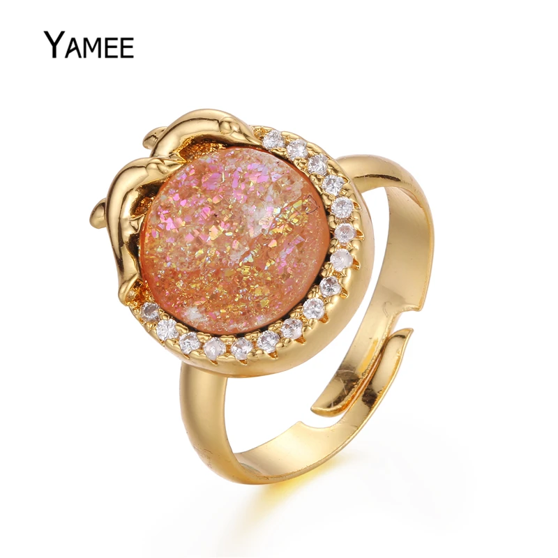 Лидер продаж Для женщин мужчин кольцо Титан 10 мм круглый природный Druzy Кварцевый