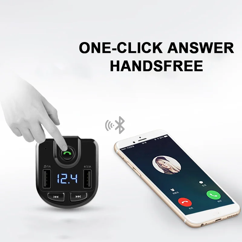 Автомобильный комплект Bluetooth, fm-передатчик, mp3-плеер, светодиодный, двойной USB, 3.1A, быстрое зарядное устройство, дисплей напряжения, музыка, воспроизведение, автомобильные аксессуары