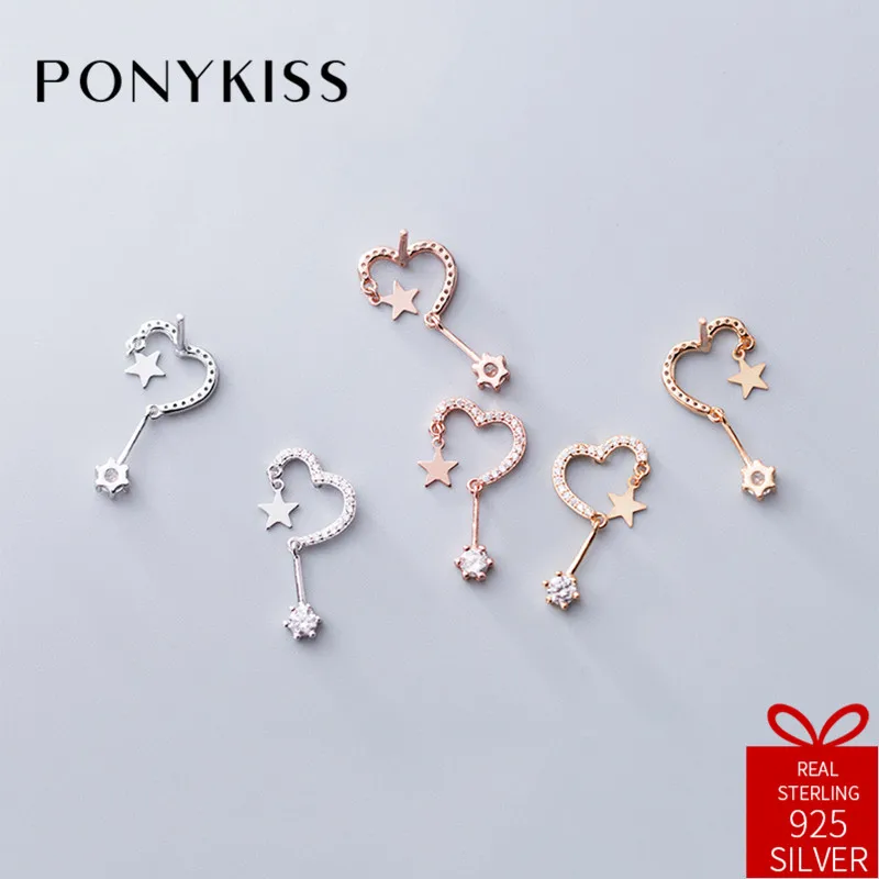Длинные вечерние серьги подвески PONYKISS из серебра 100% пробы с