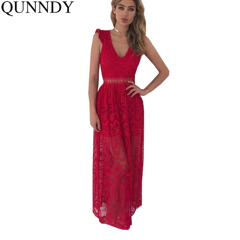 Qunndy Мода Цветок Кружева Украшения Комбинезон Женщины Сексуальная Элегантный