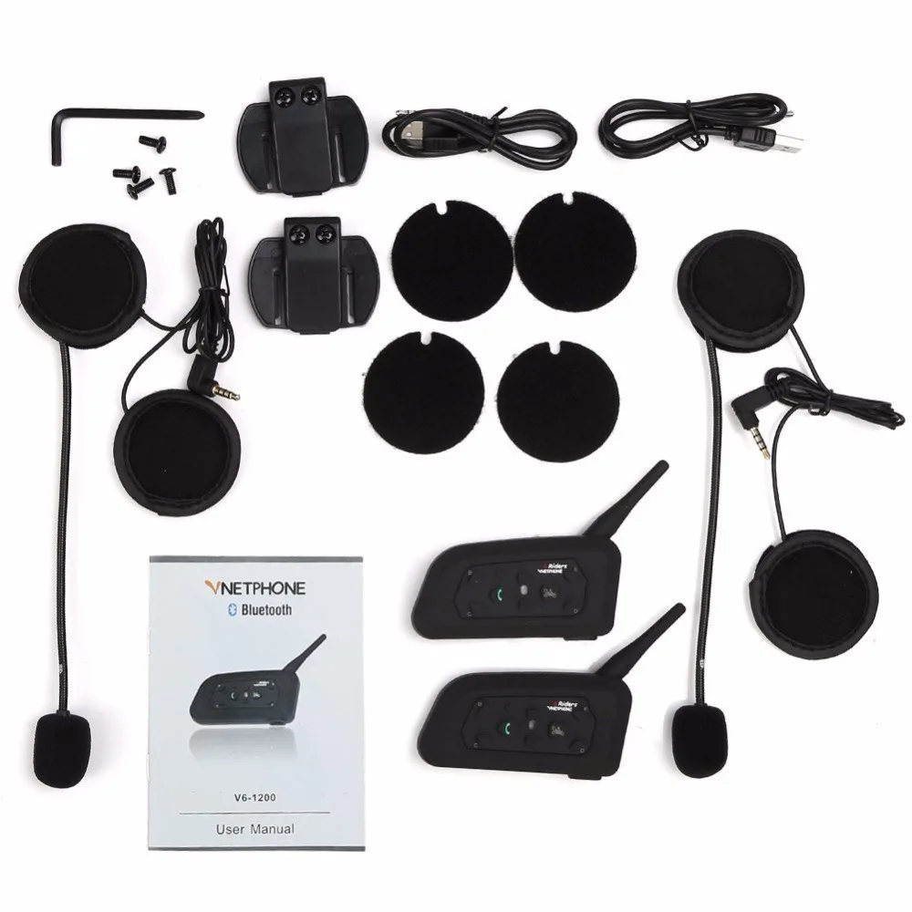 Vnetphone 2 шт. V6 1200 м мотоциклетная мульти Bluetooth 3 0 шлемовая гарнитура для домофона Moto