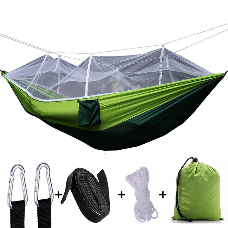 

Portable 1-2 Person Outdoor Mosquito Net Parachute Hammock Camping Hanging Sleeping Bed Swing Portable Double Chair Hammock
