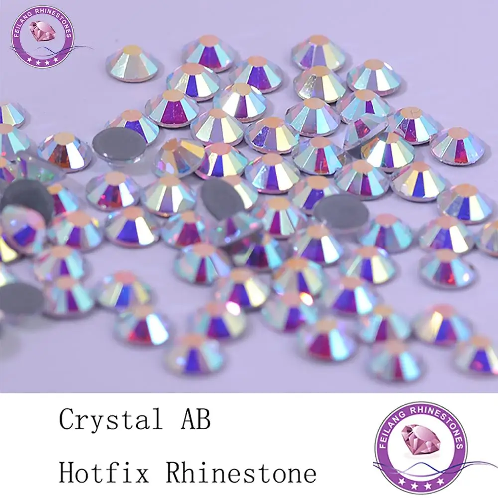 Feilang A++ SS6-SS30 Crystal AB Hotfix Rhinestone Flatback Iron On Hot Fix Strass For Clothes Shoes Bags DIY Design 1440pcs | Дом и сад
