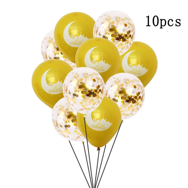 10Pcs Chicinlife 1 компл. ИД Мубарак воздушный шар баннер печенье бумага подарок наклейки Рамадан мусульманский фестиваль светодиодный светильник полосы вечерние украшения - Цвет: 10Pcs