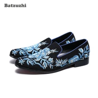 batzuzhi luxury handmade men loafers shoes blue leather flats erkek ayakkabi casual leather shoes loafers big size us6 12 eu46