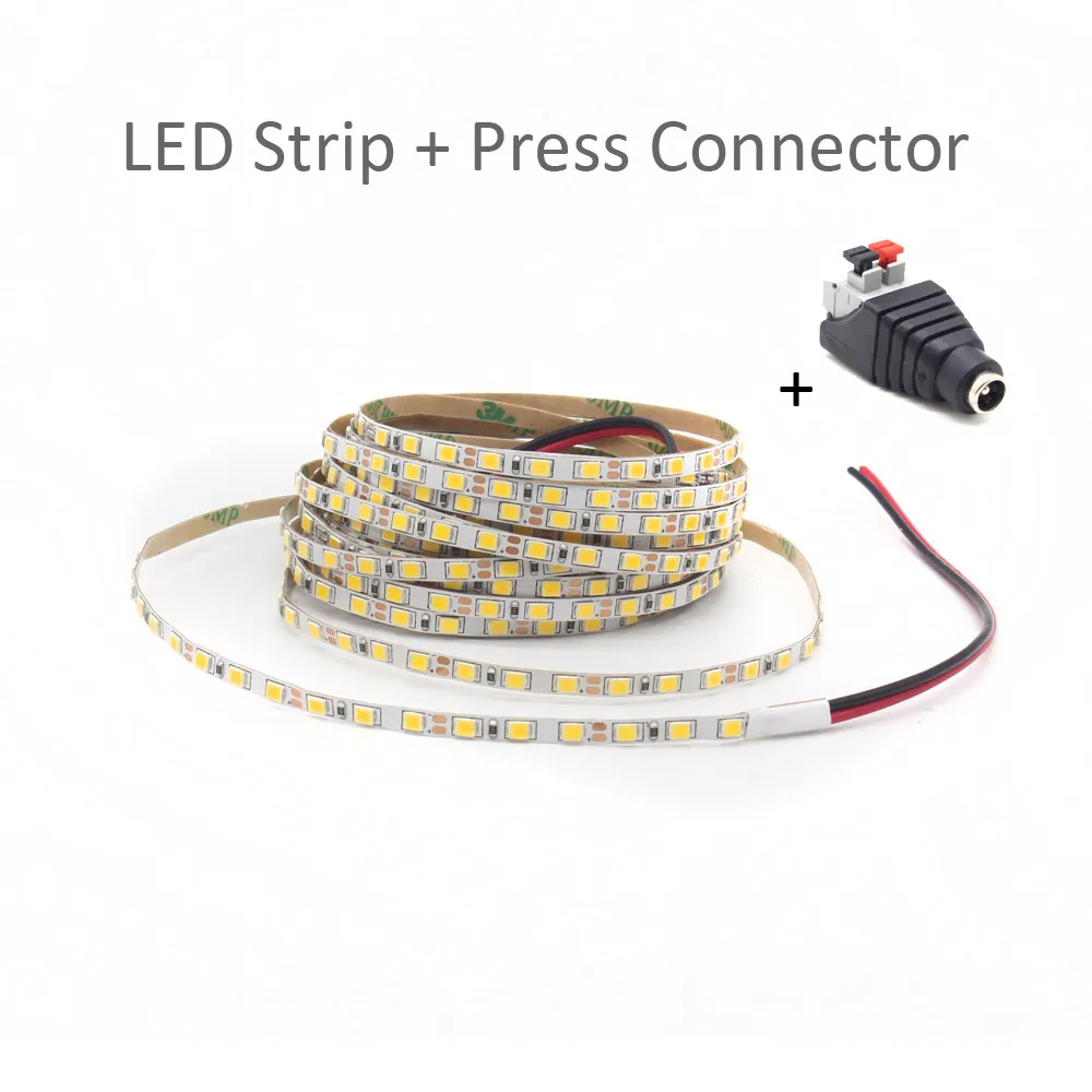 Strip and Connecor B 4 мм Светодиодные ленты 12V SMD 2835 5 м 600 диод гибкие светодиодные ленты полосы светильник сине-голубой теплый белый светодиодный полосы DC12V линия домашняя декорационная лампа - Испускаемый цвет: Strip and Connecor B