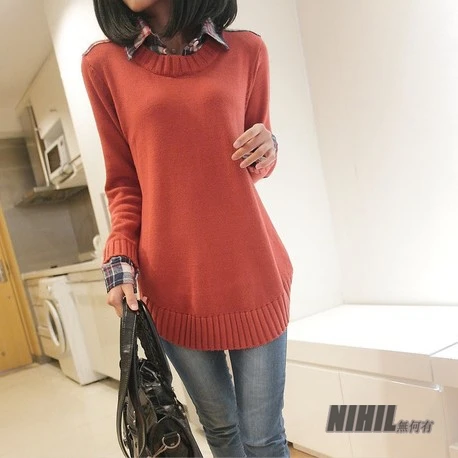 Женский свитер размера плюс новинка 2016 вязанные пуловеры длинные модные зимние