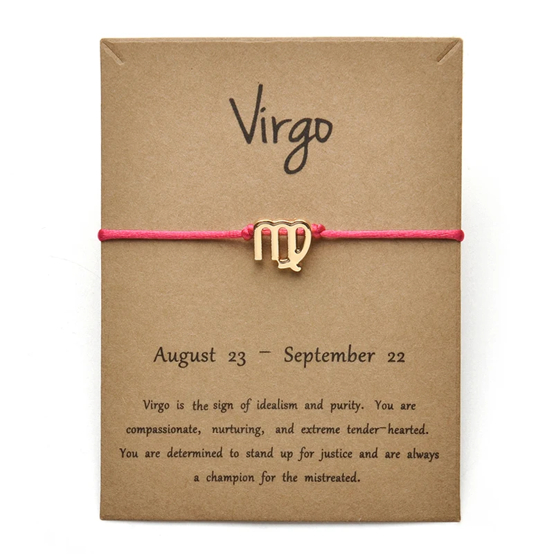 Модные ювелирные изделия 12 созвездий Зодиака Дева счастливый веревочный браслет
