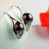 ms black wholesale 925 sterling silver ball garnet earrings