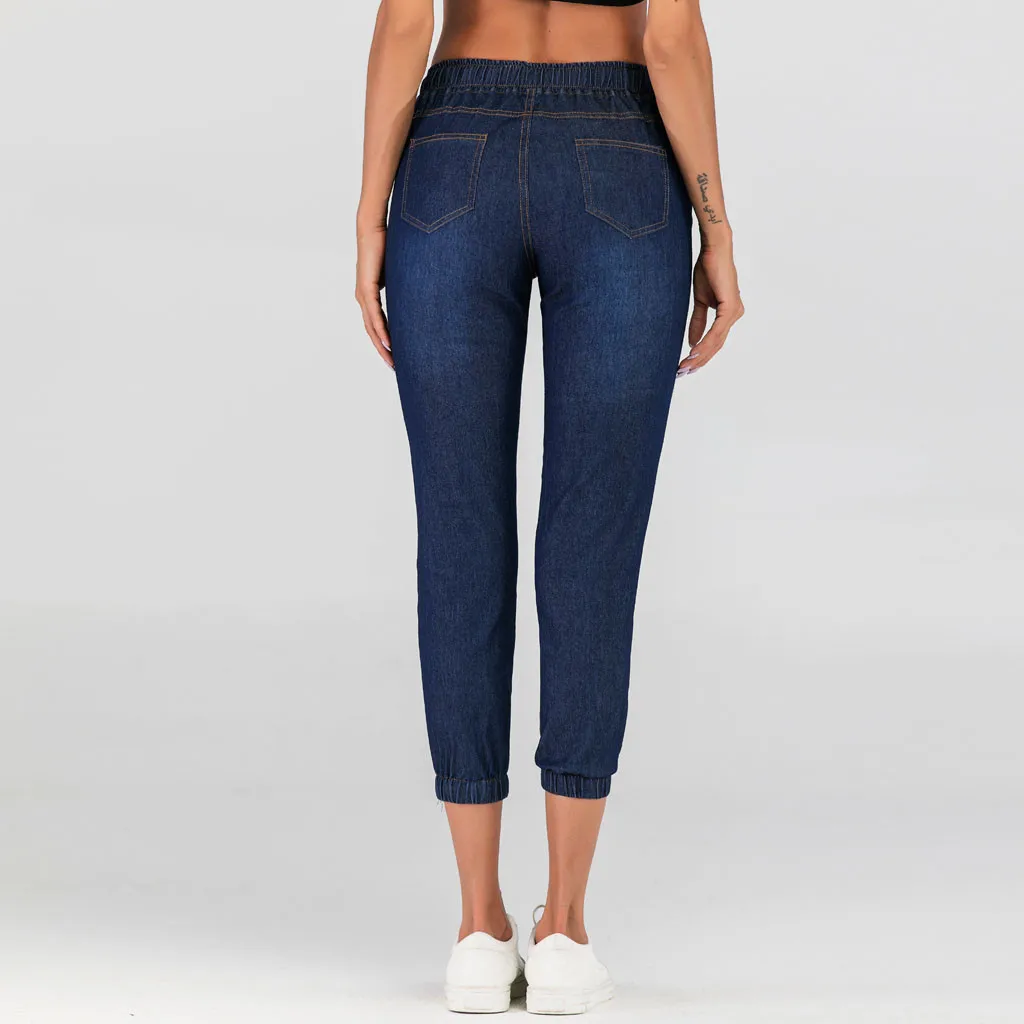 

SAGACE Ladies Drawstring Pants Casual Sport Jogger Elastic Waist Jeans Pants Women Denim Trousers Womens Loose Jeans Trousers