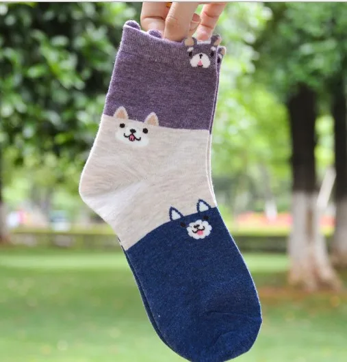 12 4 пары, Женские Короткие Носки с рисунком медведя, кролика, утки, Kawaii, теплые зимние хлопковые носки, милые женские повседневные носки, женские носки - Цвет: 12