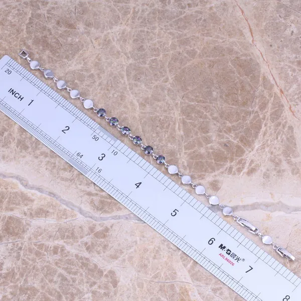 Небесно Радужный Браслет цепочка с серебряным покрытием и кубическим цирконием 6