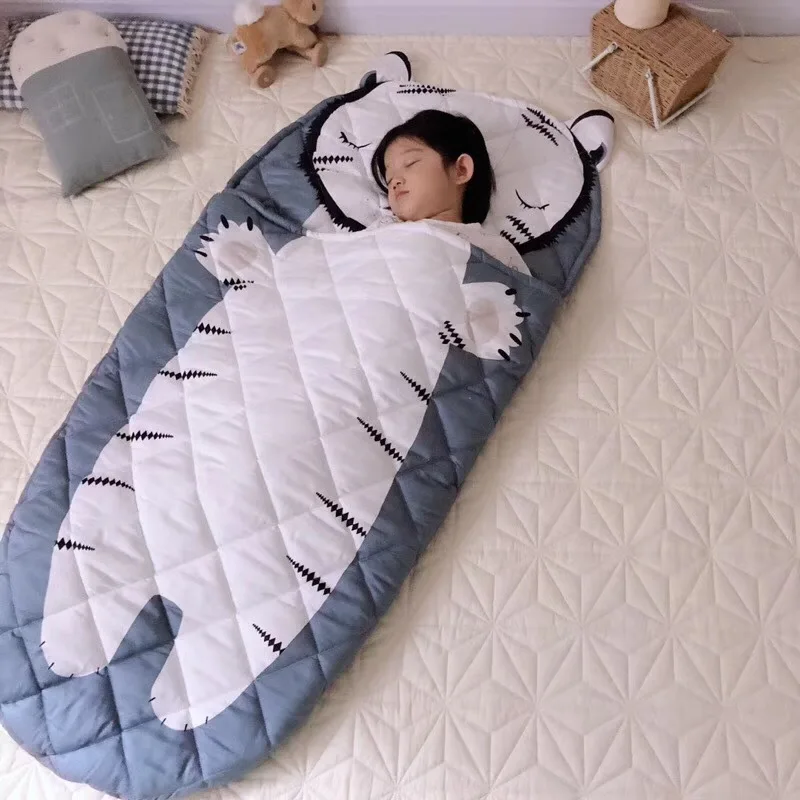 tiger white grey Домашний спальный мешок для детей, чистый хлопок, для мальчиков и девочек, fleabag, с мультяшным принтом «mothercare», для детей 0-8 лет, 70*150 см - Цвет: tiger white grey