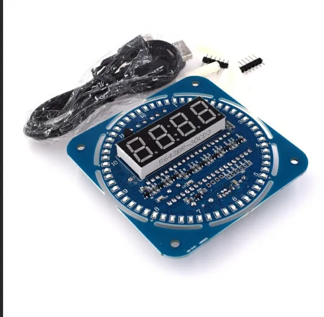 Вращающийся светодиодный дисплей креативные электронные часы DIY DS1302 будильник