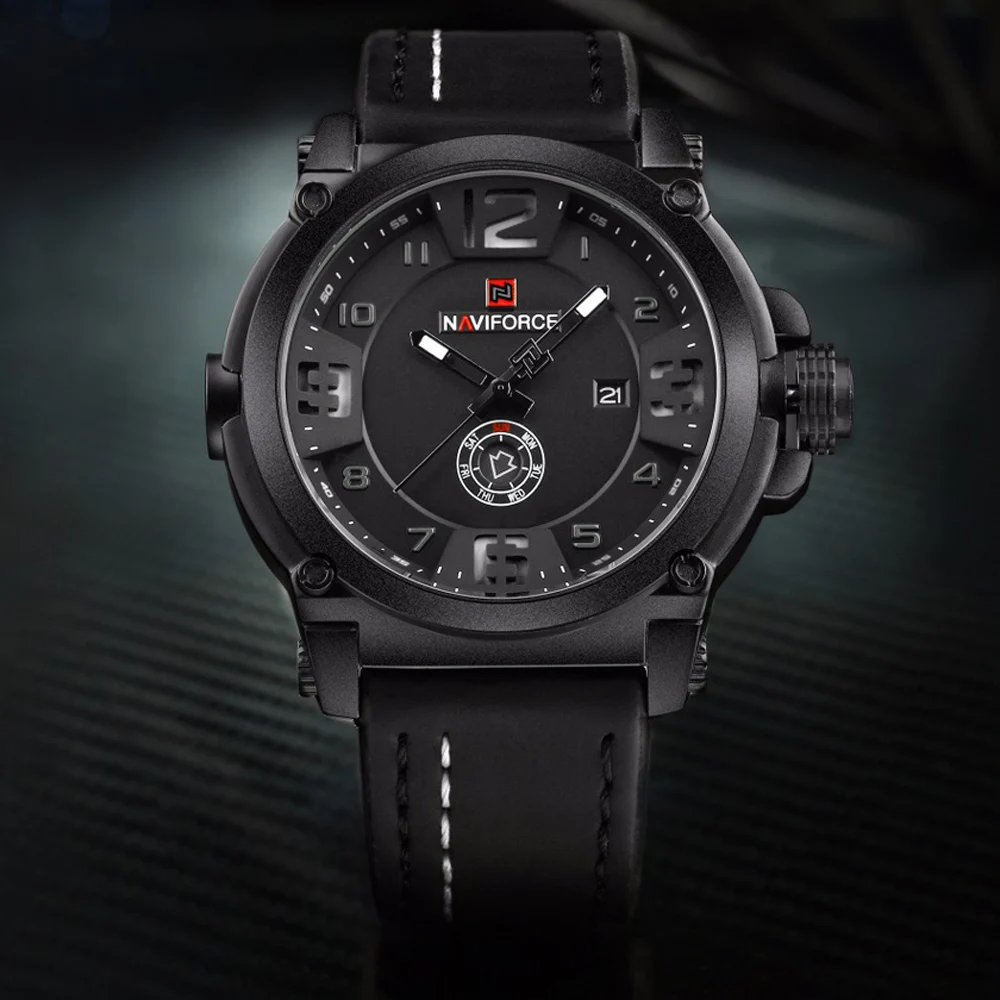 NAVIFORCE мужские часы лучший бренд роскошные спортивные кварцевые с кожаным