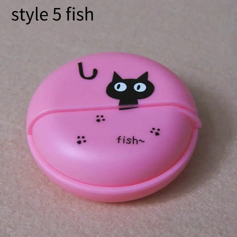 style 5 fish Милый мультфильм круглый кабель передачи данных чехол для хранения наушников провод коробка Вращающаяся крышка контейнер для наушников пластиковый портативный - Цвет: style 5 fish