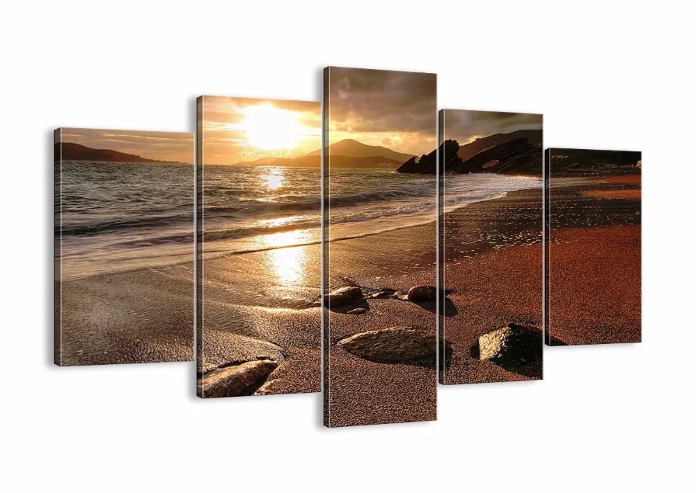 

5 pieces framed Wall Art Picture Gift Home Decoration Canvas Print painting beautiful sea Sunset wholesale/XJ-12Y-37