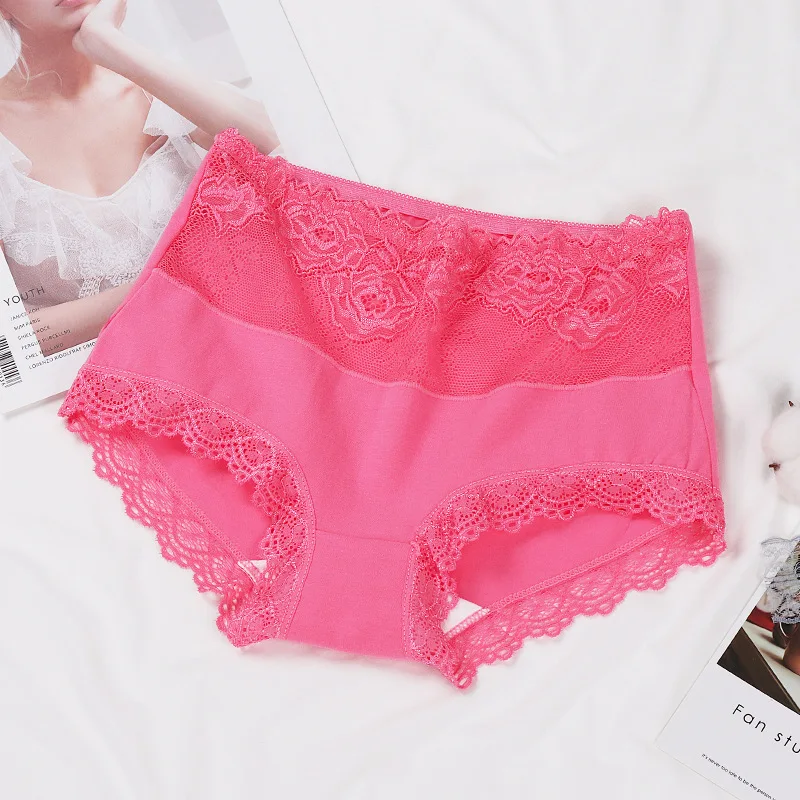 Кружевные трусы с высокой талией женское нижнее белье из хлопка сексуальное